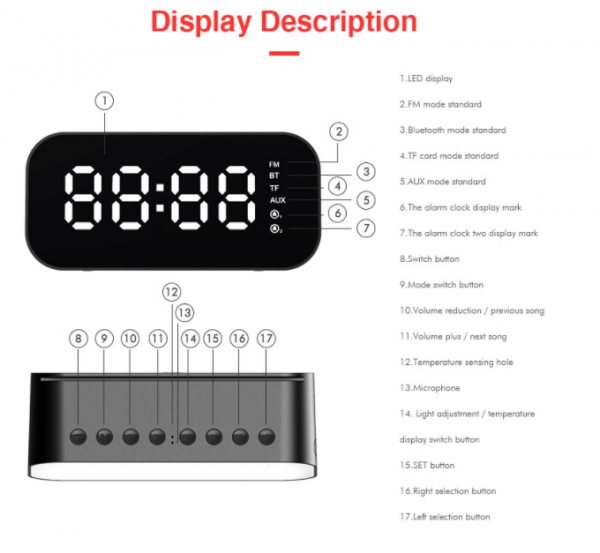 Digital Wireless Portable Alarm Clock Radio Speaker - Image 13