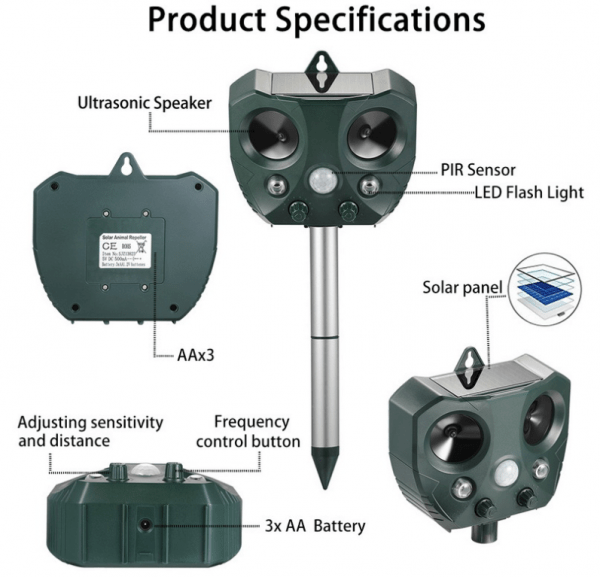 Solar Ultrasonic Bird And Dog Repeller Infrared Light - Image 10