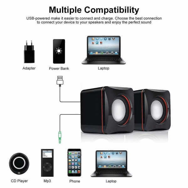 Mini Small Square USB Wired 3.5mm Desktop Speakers - Image 5