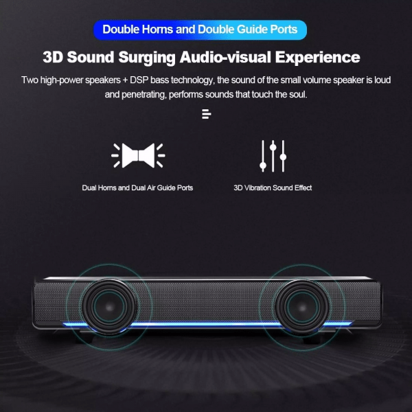 SADA Computer Speaker V-196 USB Wired SoundBar - Image 5